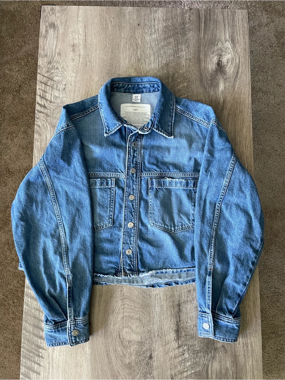 H&M Light Blue Cropped Denim Jean Jacket